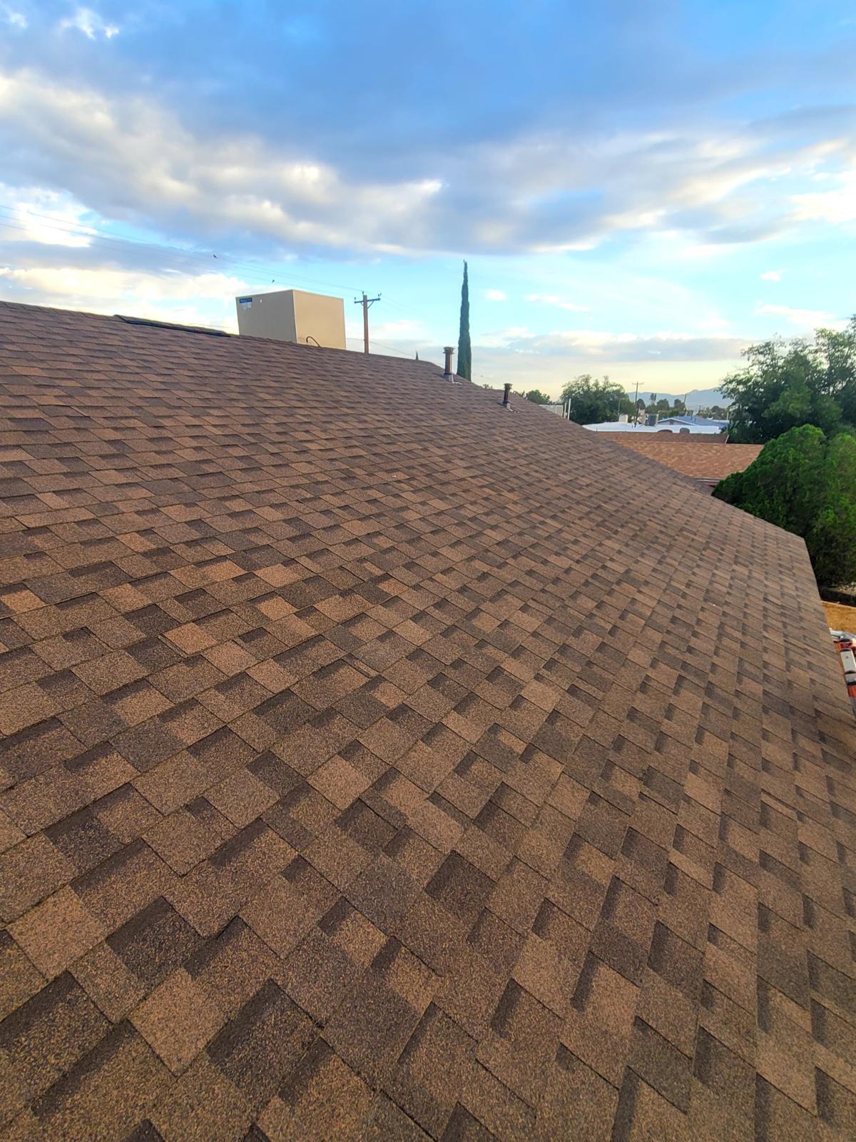 Close-up of newly installed architectural shingles